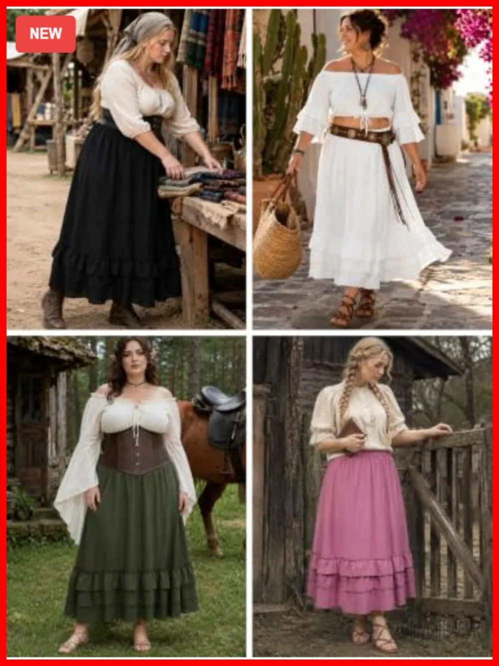 Plus Size Tiered Maxi Skirt with Pockets Flowy A-Line Ruffle Long